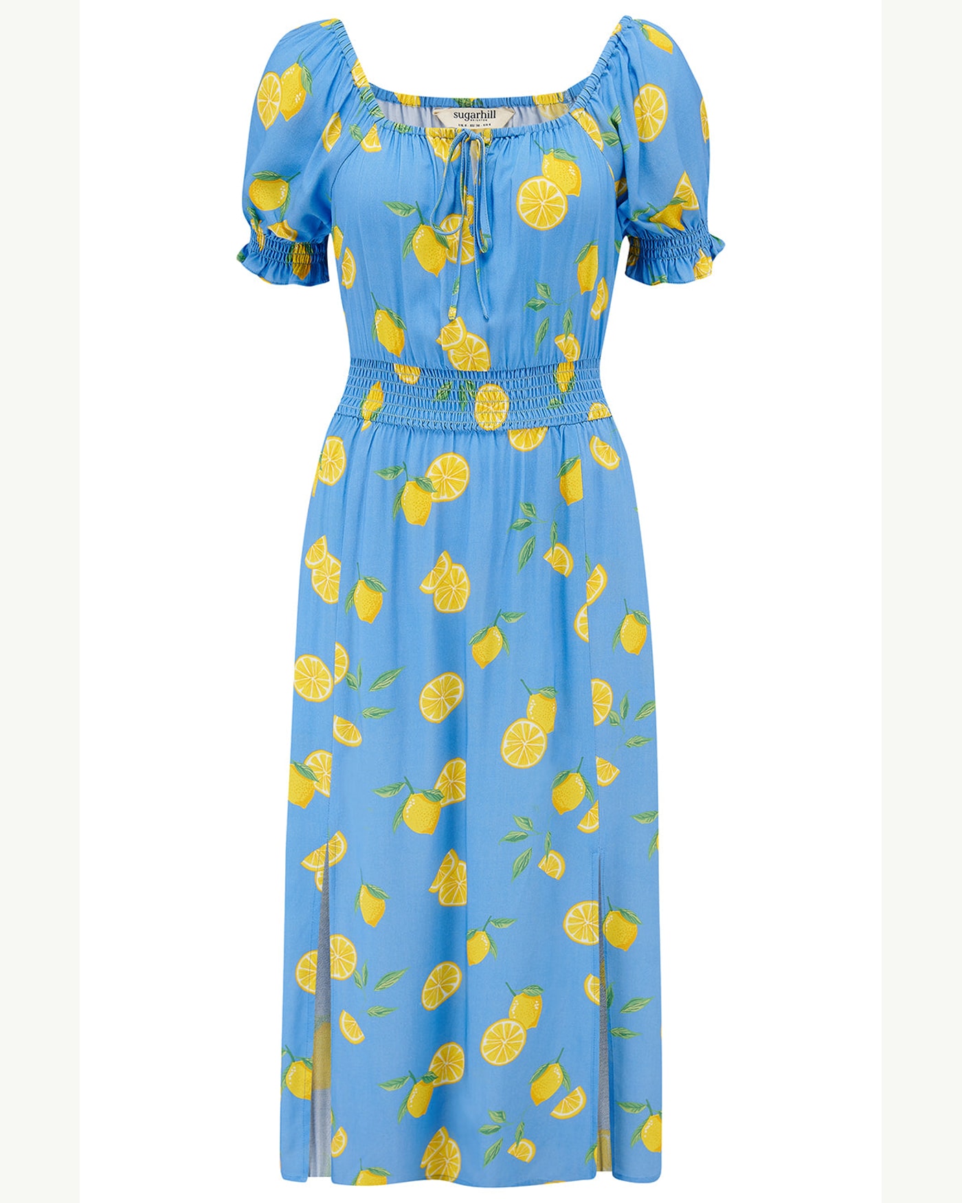 Catalog product source: Sugarhill Brighton: Blue lemon print midi dress